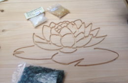 Naiad Bench carving with Stones